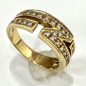 K18 0.30ctメレダイヤ付きリング